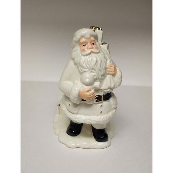 Home For The Holiday Porcelain Egg-Shaped Musical Box Revolving Nativity/Santa - Picture 2 of 16